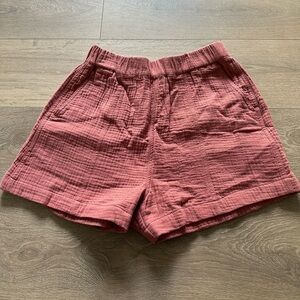 MADEWELL WOMENS COTTON SHORTS WITH ELASTIC WAIST SIZE S IN PINK